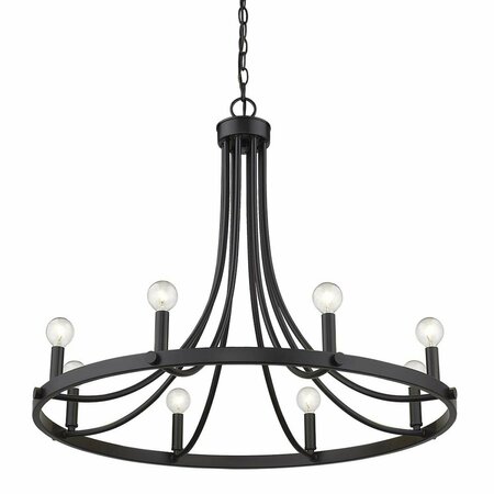 HOMEROOTS 24.5 x 30 x 30 in. Sawyer 8-Light Matte Black Chandelier 398091